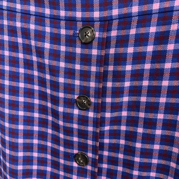 EUC like new size 12 Large J. Crew Purple Plaid Pencil Skirt with buttons. - Picture 5 of 14